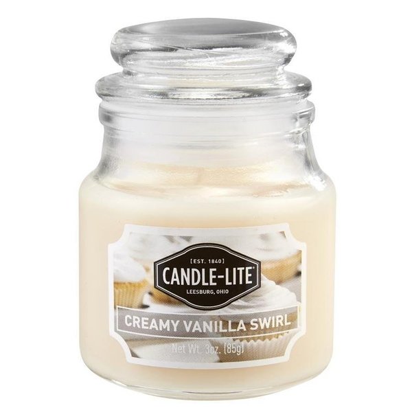Candle-Lite 3827553 Jar Candle, Creamy Vanilla Swirl Fragrance, Ivory Candle 4449553